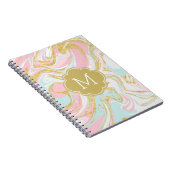 Rosa blaue Tintenpatrone Mit Monogramm Notizblock (Rechte Seite)