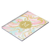 Rosa blaue Tintenpatrone Mit Monogramm Notizblock (Linke Seite)