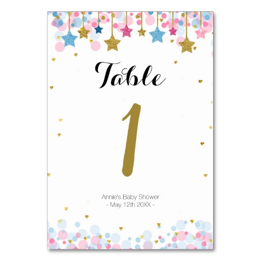 Rosa blaue Tischnummer (Vorderseite)