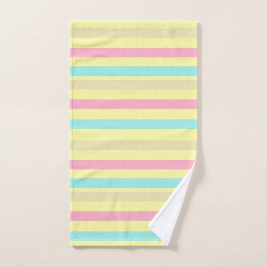 Rosa, blaue und braune Streifen auf Gelb Badhandtuch Set (Handtuch)