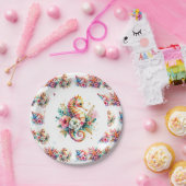 Rosa, blaue und goldene Küste Seepferd Strand Pappteller (Party)