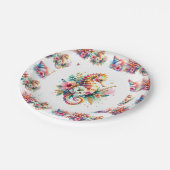 Rosa, blaue und goldene Küste Seepferd Strand Pappteller (Schrägansicht)