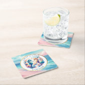 Rosa, blaue und goldene Küste Seepferd Strand Rechteckiger Pappuntersetzer (Vor Ort)