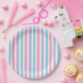 Rosa blaue und Lila, cremefarbene Streifen  Pappteller (Party)