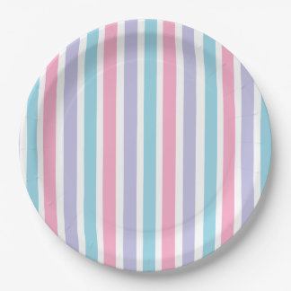 Rosa blaue und Lila, cremefarbene Streifen Pappteller
