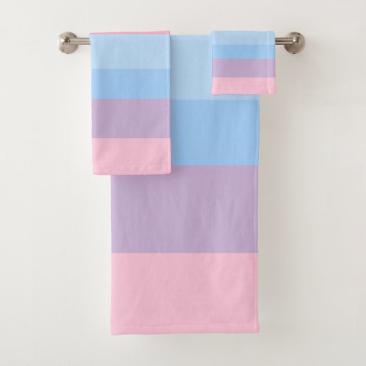 rosa, blaue und lila Streifen Badhandtuch Set (Insitu)