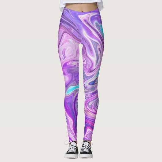 Rosa blaue und lila Wirbel Leggings (Vorderseite)