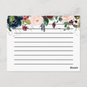 Rosa blaue und rosafarbene Blumenkarte Postkarte (Rückseite)