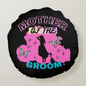 Rosa, blaue und schwarze Mutter Mama Mami aus dem  Rundes Kissen (Rückseite)