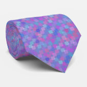 Rosa, blaue und violette Quadrate Krawatte (Gerollt)