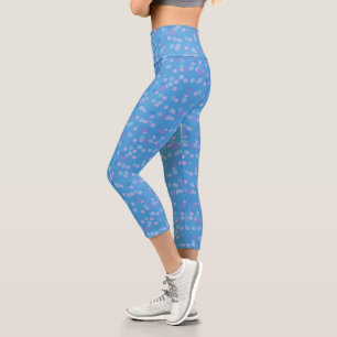 rosa blaue und violette Tupfencluster Capri Leggings