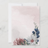 Rosa blaue und weiße Blumengrün Save The Date (Rückseite)