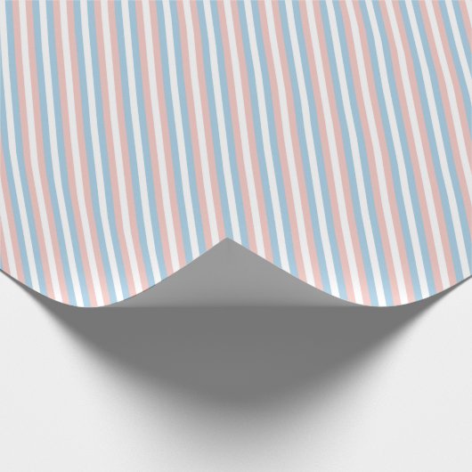 Rosa, blaue und weiße Diagonalstreifen Geschenkpapier (Ecke)