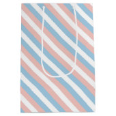 Rosa, blaue und weiße Diagonalstreifen Mittlere Geschenktüte (Rückseite)