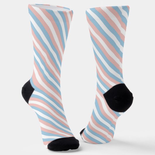 Rosa, blaue und weiße Diagonalstreifen Socken (Gewinkelt)