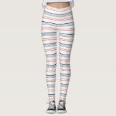 Rosa blaue und weiße Streifen Leggings (Vorderseite)