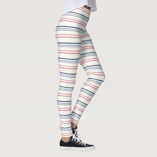 Rosa blaue und weiße Streifen Leggings (Rechts)