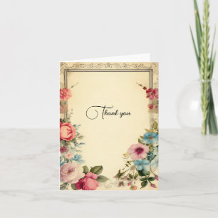 Rosa blaue Vintage-Blumen-Schreibwaren zum Dankesc