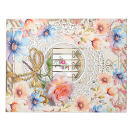 Rosa Blaue Wasserfarbe Blumenkäfig Eleganter Vogel Notizblock