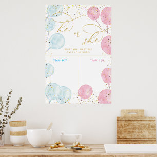 Rosa blaue Wasserfarbe Geschlecht offenbart Stimmz Poster