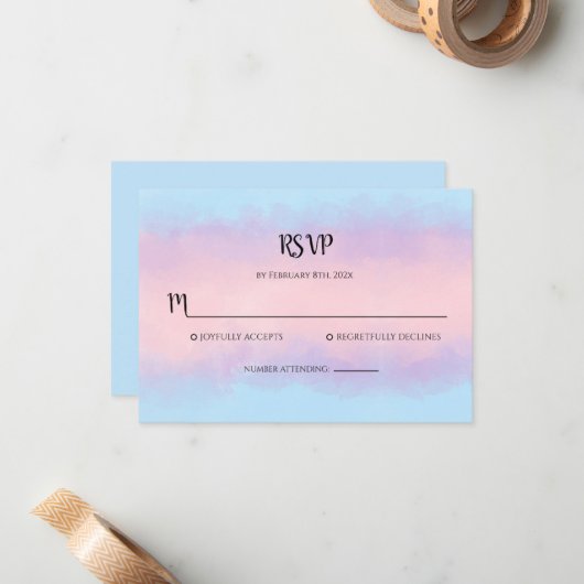 Rosa blaue Wasserfarbe Minimaler UAWG Mitteilungskarte (Vorderseite/Rückseite Beispiel)