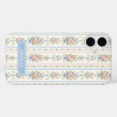 Rosa Blaue Wasserfarben Blumen gestreift Case-Mate iPhone Hülle (Rückseite (Horizontal))