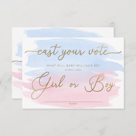 Rosa blaue Wasserfarbenkarte Begleitkarte (Vorne/Hinten)