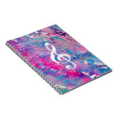 Rosa blaue Watercolor-Farben-Musiknotedreifacher Notizblock (Rechte Seite)