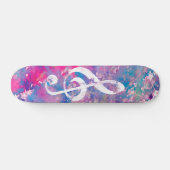 Rosa blaue Watercolor-Farben-Musiknotedreifacher Skateboard (Horizontal)