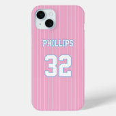 Rosa blaue weiße Softball-Jersey Case-Mate iPhone Hülle (Rückseite)