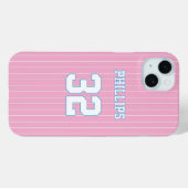 Rosa blaue weiße Softball-Jersey Case-Mate iPhone Hülle (Rückseite (Horizontal))