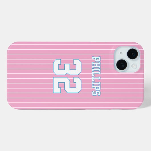 Rosa blaue weiße Softball-Jersey Case-Mate iPhone Hülle (Rückseite (Horizontal))