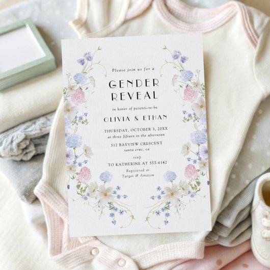 Rosa blaue Wildblume Frühjahrsgeschlecht Einladung