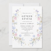 Rosa blaue Wildblume Frühjahrsgeschlecht Einladung (Vorderseite)