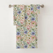 Rosa blaue Wildblumen Badhandtuch Set (Insitu)