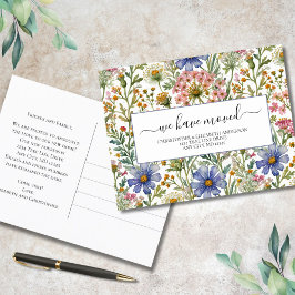 Rosa blaue Wildblumen Kernbewegungseinheit Ankündigungspostkarte