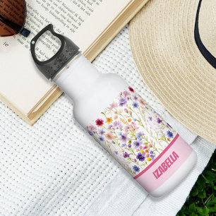 Rosa blaue wilde Blumen Design für Frauen und Mädc Edelstahlflasche