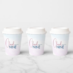 Rosa Blaue Wolke Neun Moderne Hochzeitsdusche Pappbecher