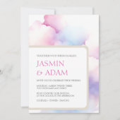 Rosa blaue Wolken Monogram Wedding Feiertagskarte (Vorderseite)