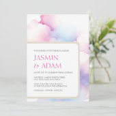 Rosa blaue Wolken Monogram Wedding Feiertagskarte (Stehend Vorderseite)