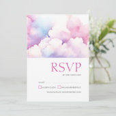 Rosa blaue Wolken Monogram Wedding Save The Date (Stehend Vorderseite)