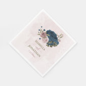 Rosa blauen Blumen botanische Hochzeit Serviette (Ecke)