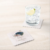 Rosa blauen Blumen botanische Hochzeit Untersetzer (Vor Ort)