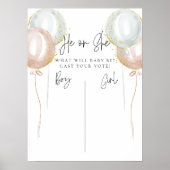 Rosa & Blauer Ballon Er oder sie Abstimmungsergebn Poster (Vorne)