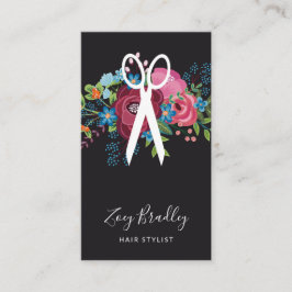 Rosa blauer Blumenstrauß Burgunders Scissor Visitenkarte