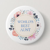 Rosa Blauer Blumenstrauß Button (Vorderseite)