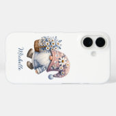 Rosa Blauer Frühling Blumen Gnome Case-Mate iPhone Hülle (Rückseite (Horizontal))