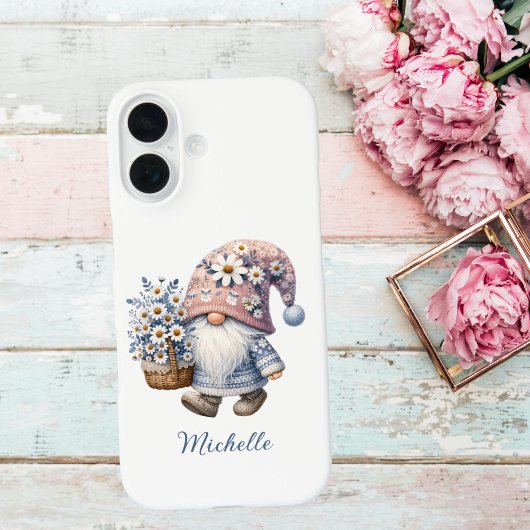 Rosa Blauer Frühling Blumen Gnome Case-Mate iPhone Hülle