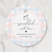 Rosa Blauer Gingham Pferd gesprinklt mit Liebe Geschenkanhänger (Vorderseite)