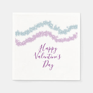 rosa blauer Glitter funkeln frohen Valentinstag n Serviette